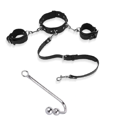 Anal Hook Collar with Beaded and 5334 Cuffs Elegant 0122